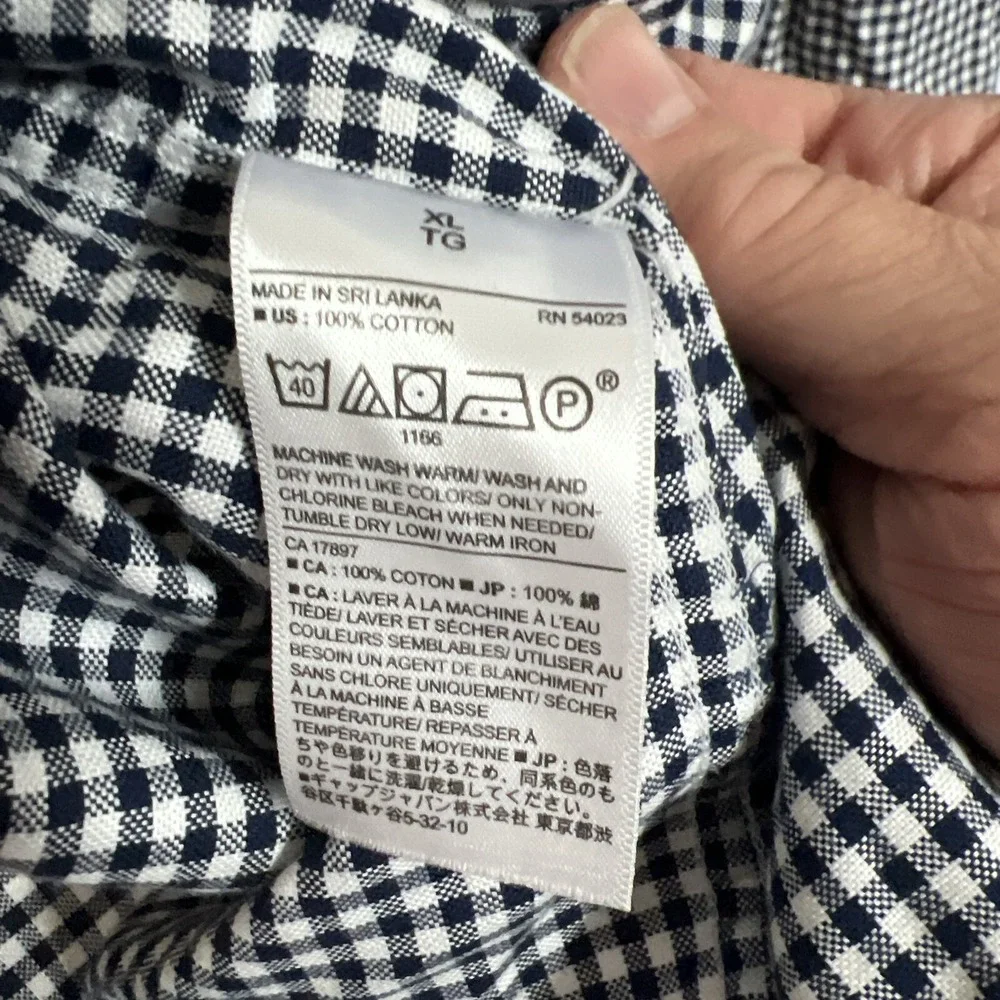 Banana Republic Mens Shirt Oxford XL Extra Large‎ Navy Blue Checked Untucked Fit